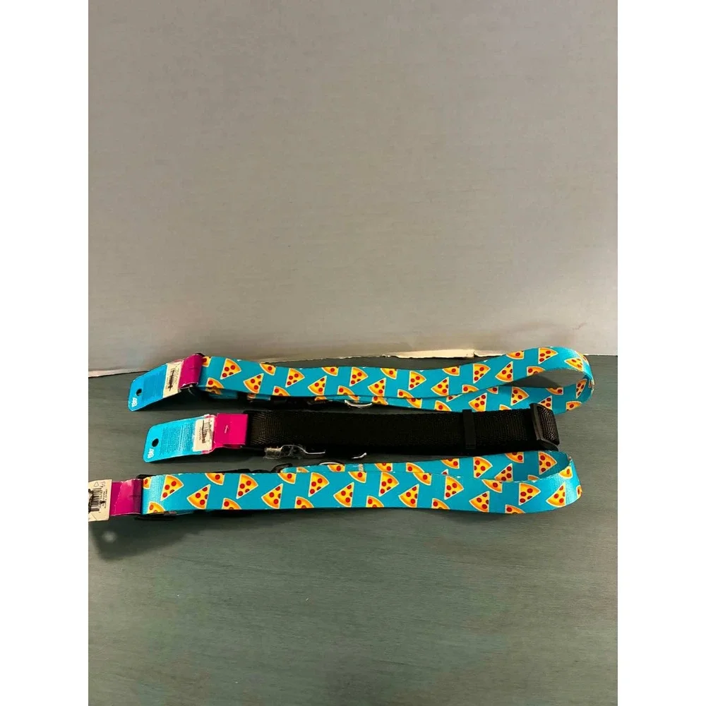 Play On Dog‎ Collar Large Blue Pizza Black NEW 3 Pack Adjustable 18-26in